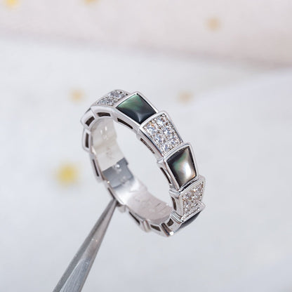 [Love Lucky]SERPENTI RING SILVER DIAMOND BLACK MOP 4MM