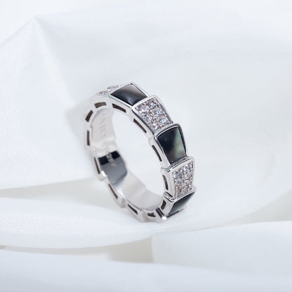 [Love Lucky]SERPENTI RING SILVER DIAMOND BLACK MOP 4MM
