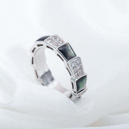 [Love Lucky]SERPENTI RING SILVER DIAMOND BLACK MOP 4MM