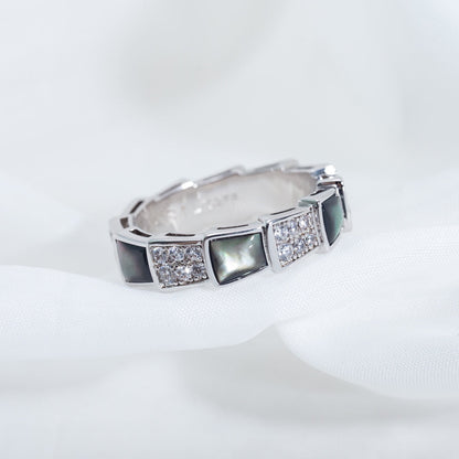 [Love Lucky]SERPENTI RING SILVER DIAMOND BLACK MOP 4MM