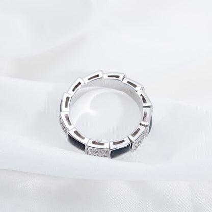 [Love Lucky]SERPENTI RING SILVER DIAMOND BLACK MOP 4MM