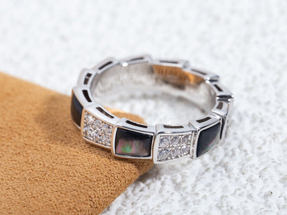 [Love Lucky]SERPENTI RING SILVER DIAMOND BLACK MOP 4MM