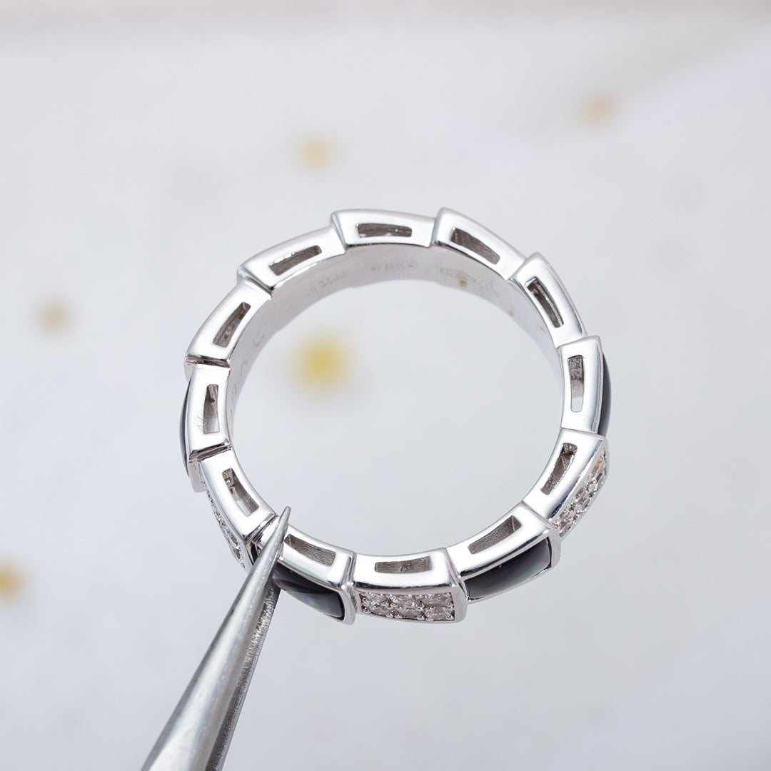 [Love Lucky]SERPENTI RING SILVER DIAMOND BLACK MOP 4MM