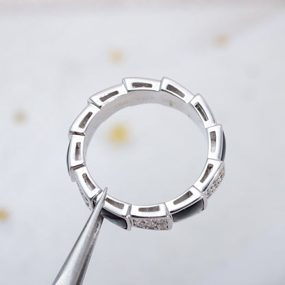 [Love Lucky]SERPENTI RING SILVER DIAMOND BLACK MOP 4MM