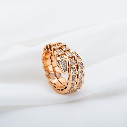 [Love Lucky]SERPENTI RING PINK GOLD DIAMOND DOUBLE ROW