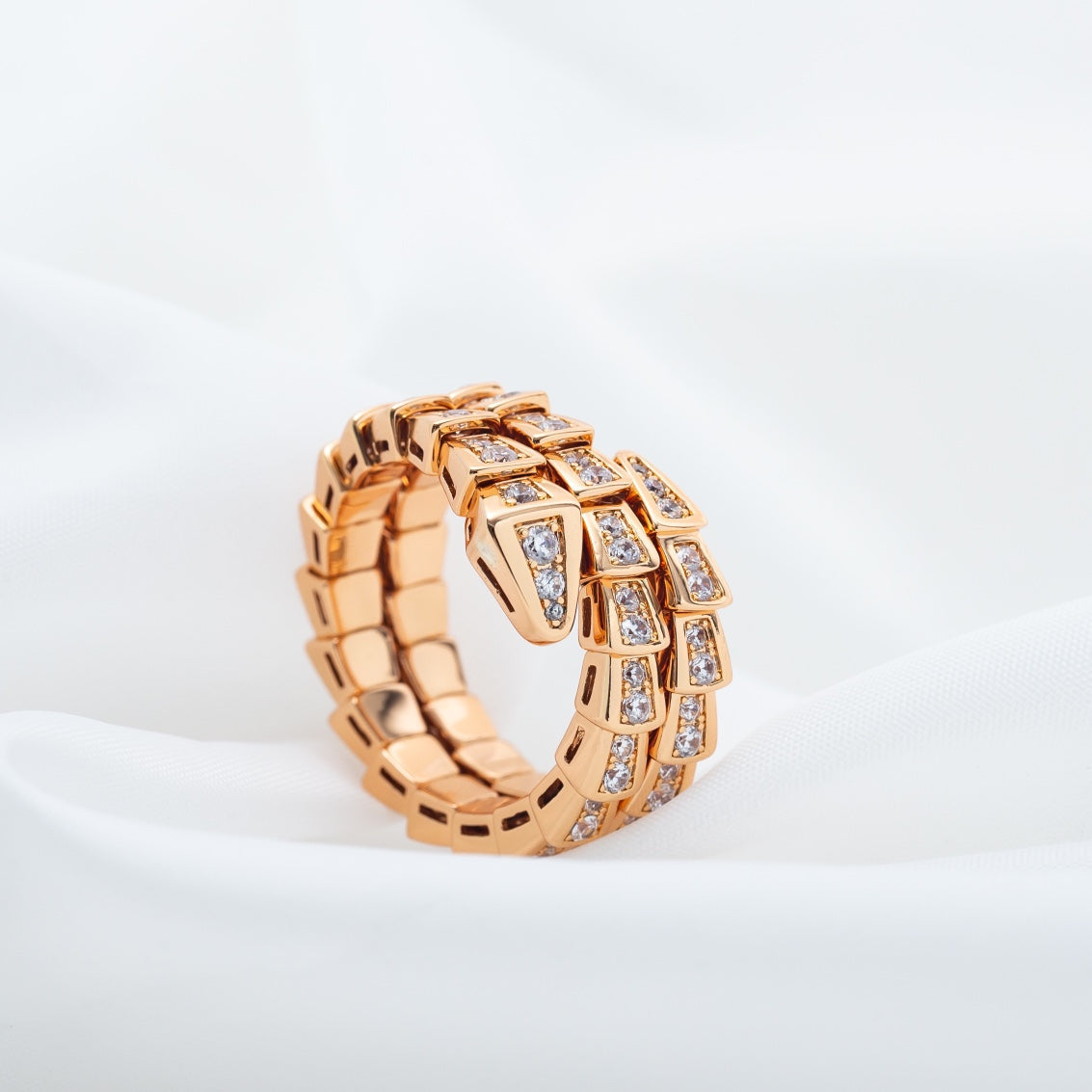 [Love Lucky]SERPENTI RING PINK GOLD DIAMOND DOUBLE ROW