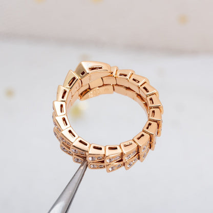 [Love Lucky]SERPENTI RING PINK GOLD DIAMOND DOUBLE ROW