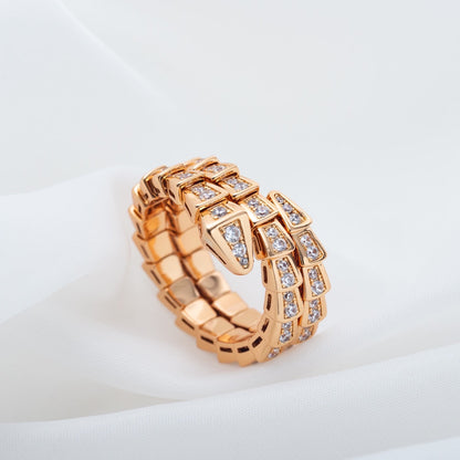 [Love Lucky]SERPENTI RING PINK GOLD DIAMOND DOUBLE ROW