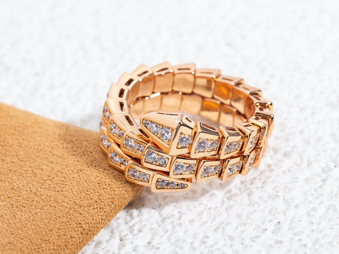 [Love Lucky]SERPENTI RING PINK GOLD DIAMOND DOUBLE ROW