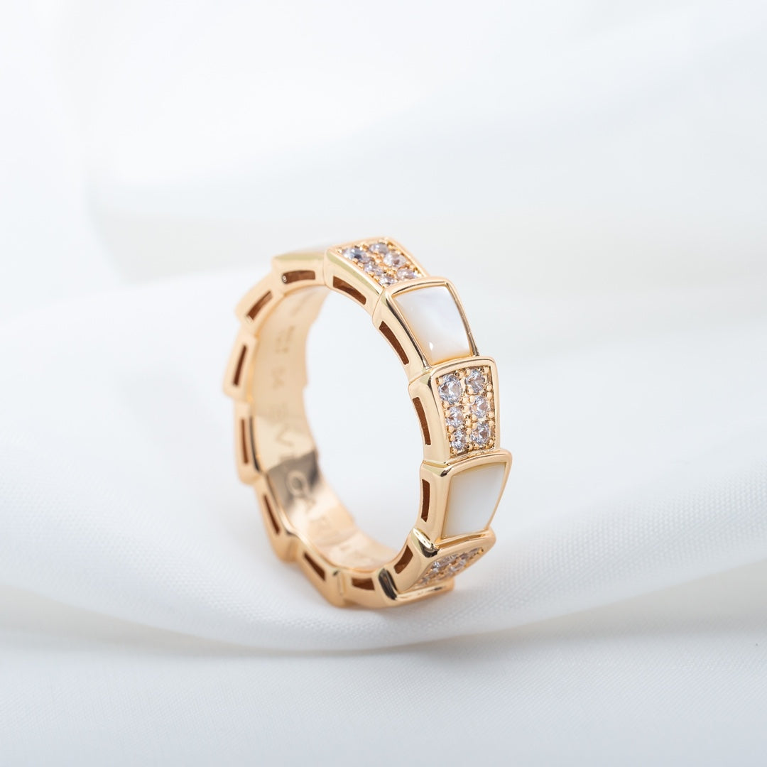 [Love Lucky]SERPENTI RING PINK GOLD MOP DIAMOND PAVED 4MM