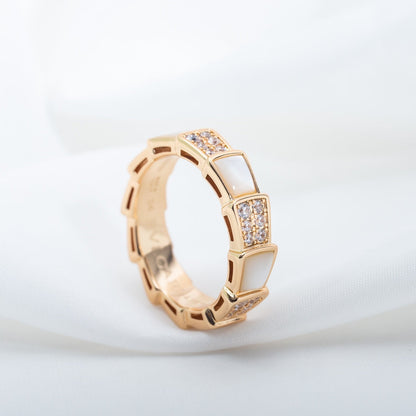 [Love Lucky]SERPENTI RING PINK GOLD MOP DIAMOND PAVED 4MM