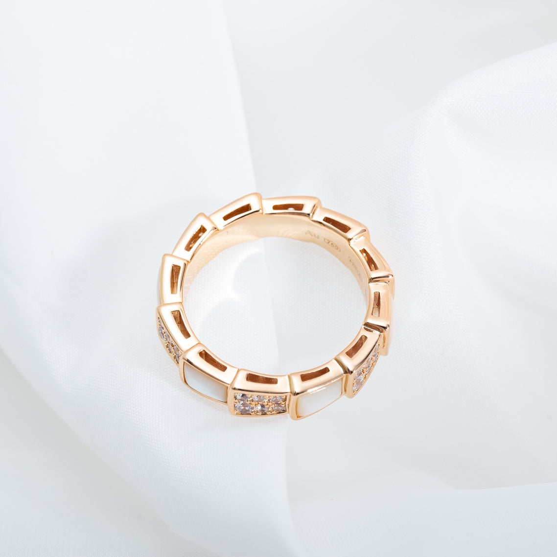[Love Lucky]SERPENTI RING PINK GOLD MOP DIAMOND PAVED 4MM
