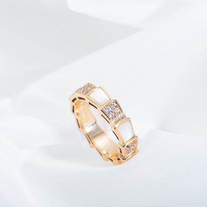 [Love Lucky]SERPENTI RING PINK GOLD MOP DIAMOND PAVED 4MM