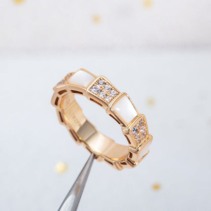[Love Lucky]SERPENTI RING PINK GOLD MOP DIAMOND PAVED 4MM