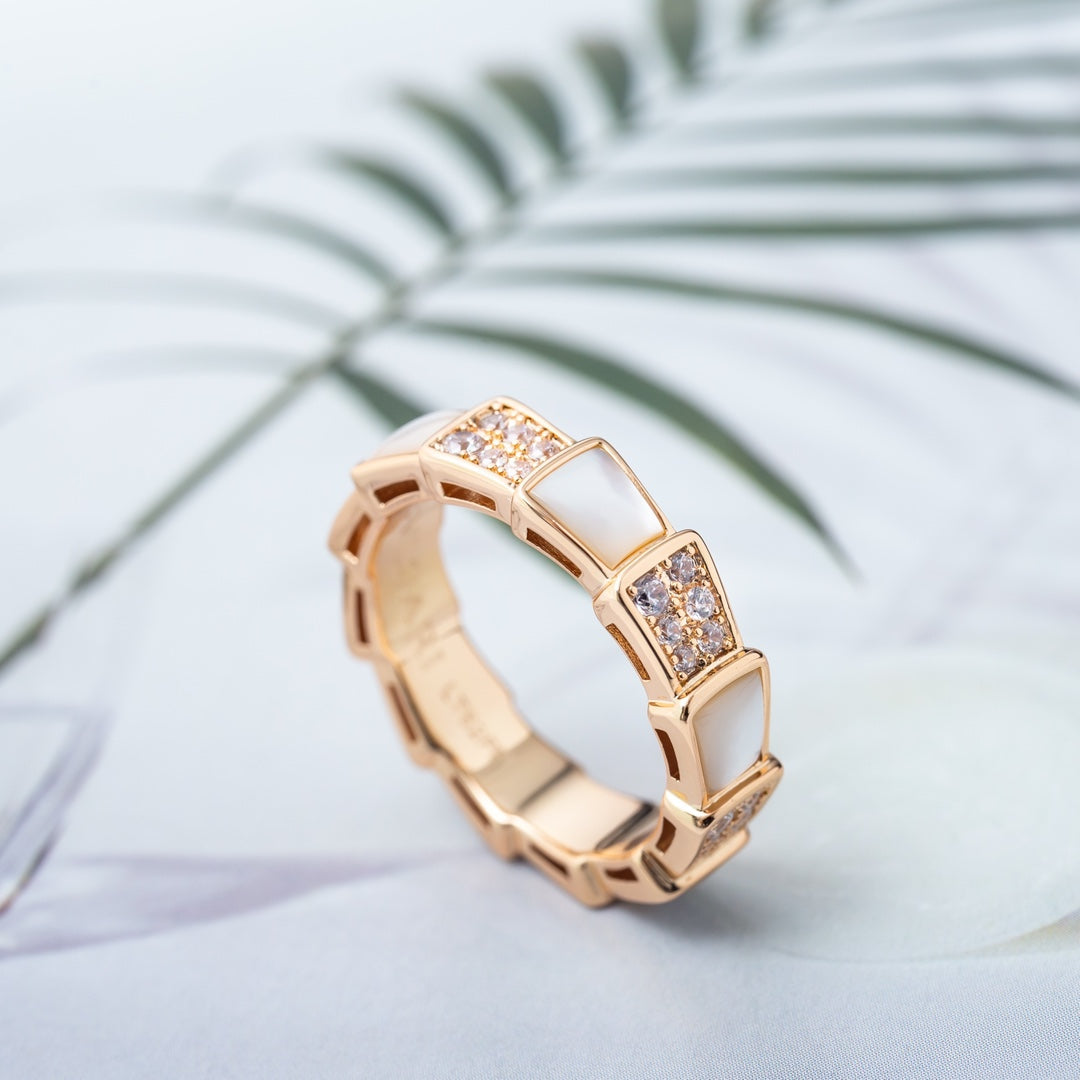 [Love Lucky]SERPENTI RING PINK GOLD MOP DIAMOND PAVED 4MM