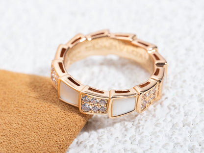 [Love Lucky]SERPENTI RING PINK GOLD MOP DIAMOND PAVED 4MM