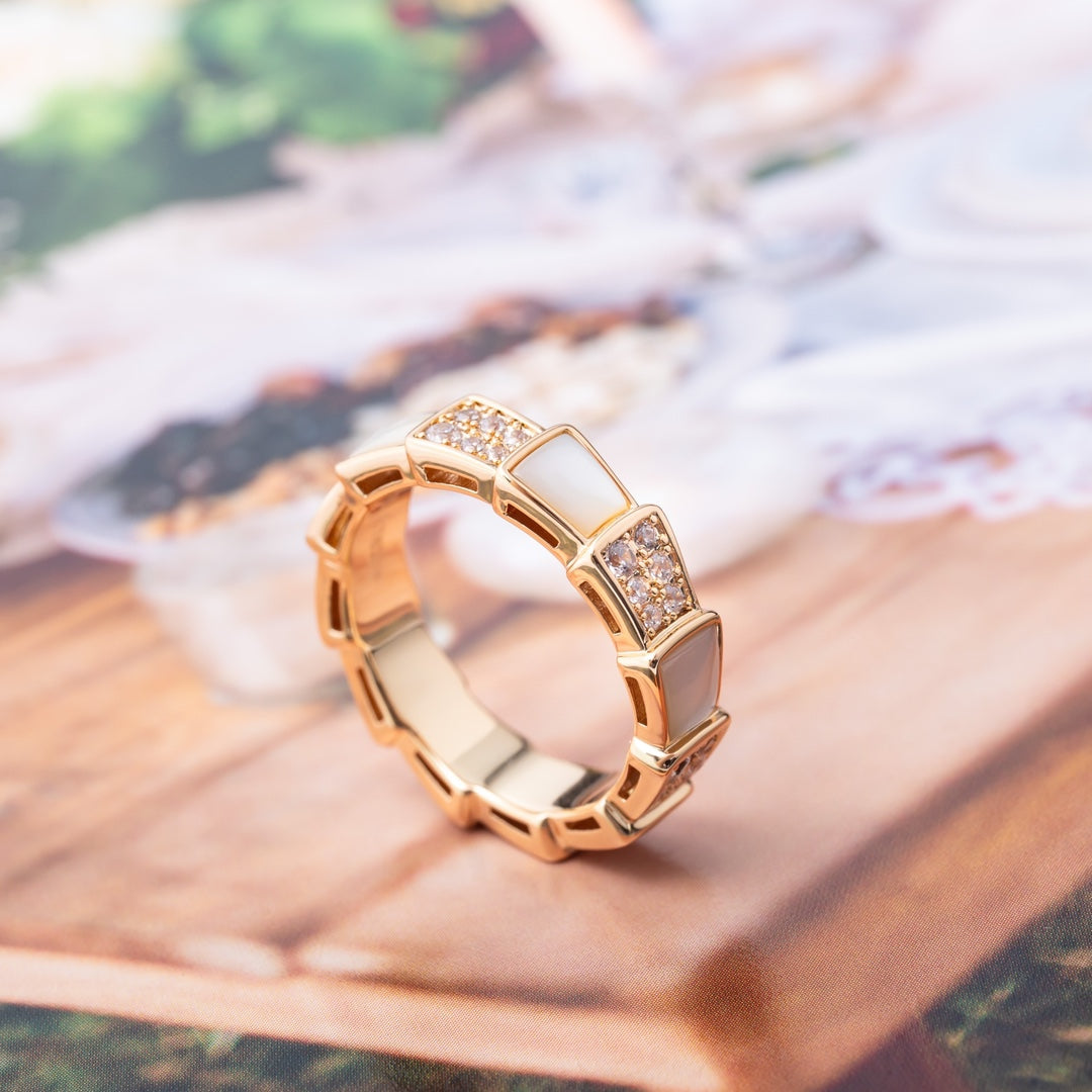 [Love Lucky]SERPENTI RING PINK GOLD MOP DIAMOND PAVED 4MM