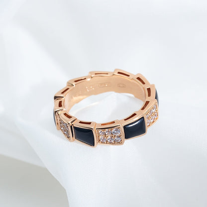 [Love Lucky]SERPENTI RING PINK GOLD BLACK MOP DIAMOND PAVED 4MM