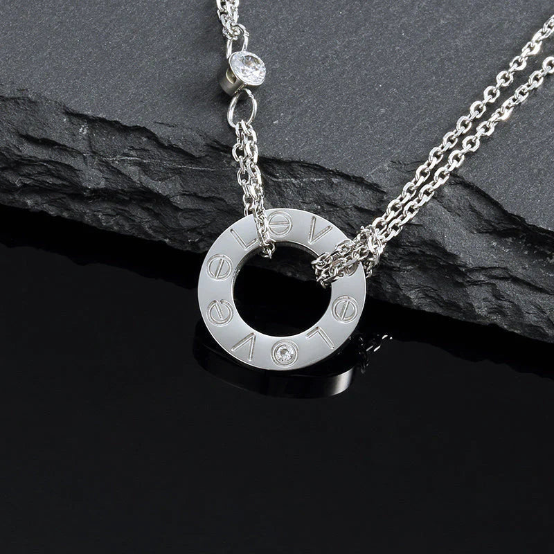 [Love Lucky]LOVE NECKLACE 16MM 2 DIAMONDS