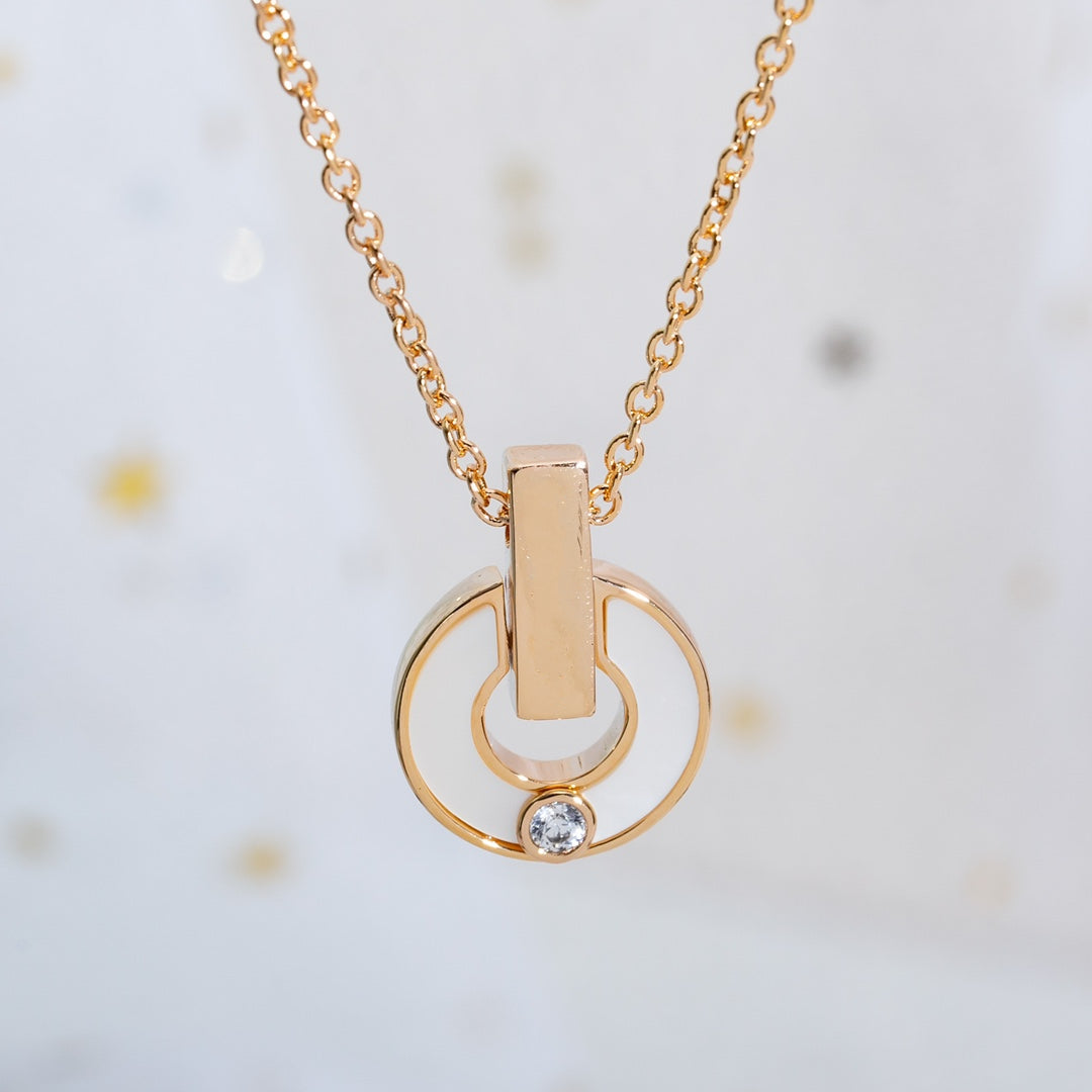 [Love Lucky]GARI NECKLACE PINK GOLD MOP