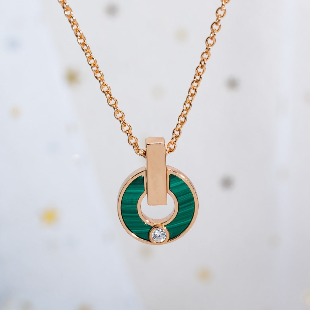 [Love Lucky]GARI NECKLACE PINK GOLD MALACHITE