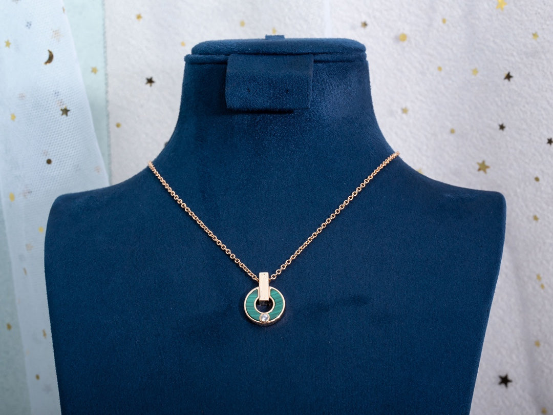 [Love Lucky]GARI NECKLACE PINK GOLD MALACHITE