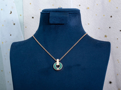 [Love Lucky]GARI NECKLACE PINK GOLD MALACHITE