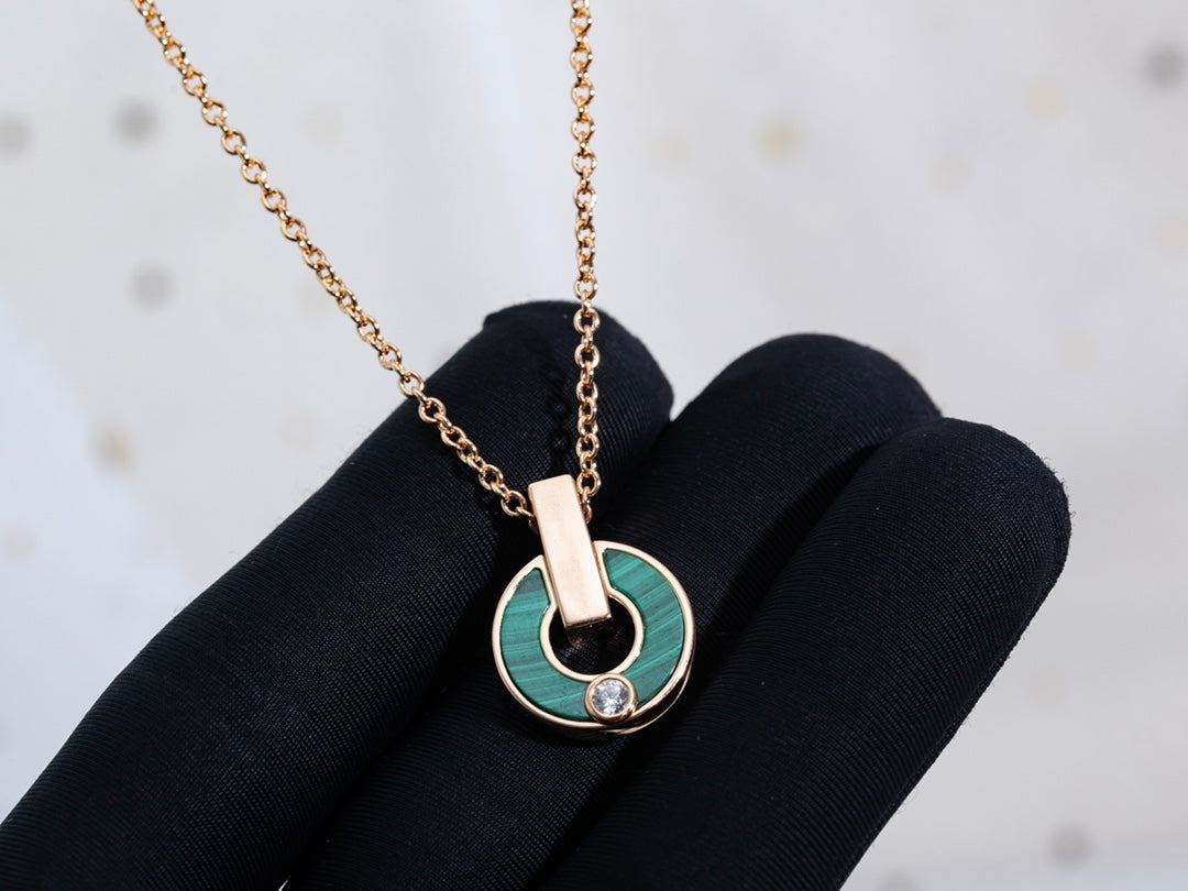 [Love Lucky]GARI NECKLACE PINK GOLD MALACHITE