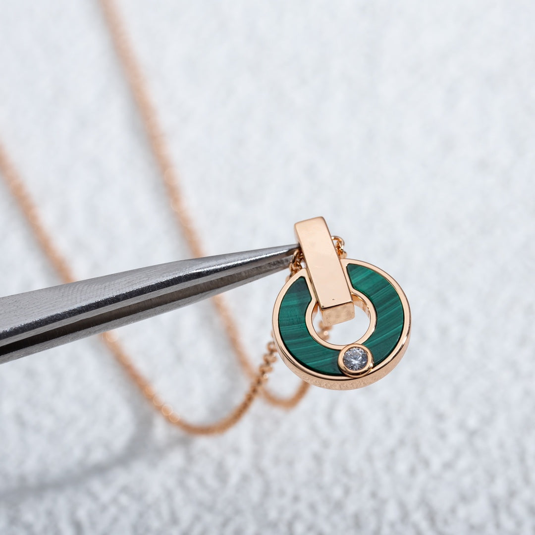 [Love Lucky]GARI NECKLACE PINK GOLD MALACHITE
