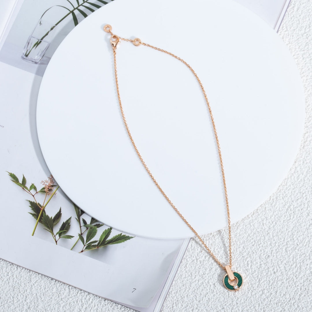 [Love Lucky]GARI NECKLACE PINK GOLD MALACHITE