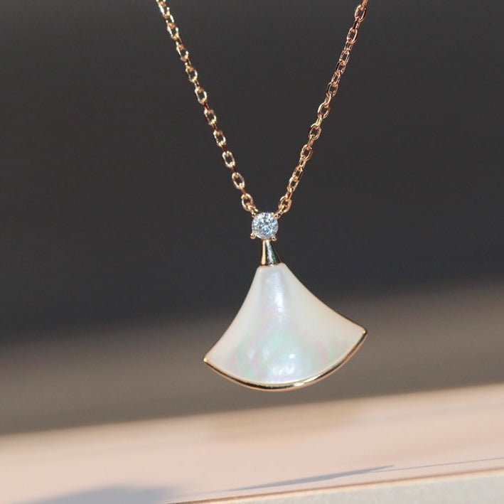 [Love Lucky]DREAM NECKLACE WHITE MOP PINK GOLD 1 DIAMOND