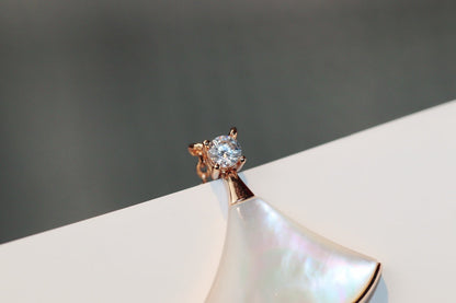 [Love Lucky]DREAM NECKLACE WHITE MOP PINK GOLD 1 DIAMOND
