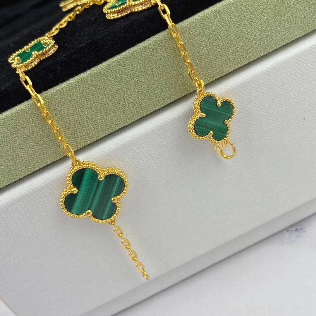 [Love Lucky]MAGIC CLOVER MALACHITE GOLD BRACELET 5 MOTIFS