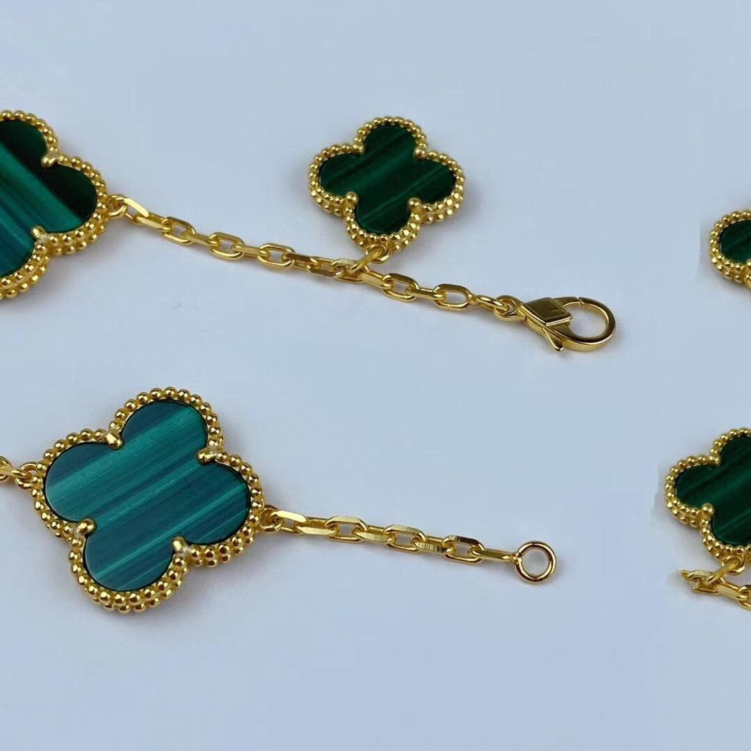 [Love Lucky]MAGIC CLOVER MALACHITE GOLD BRACELET 5 MOTIFS
