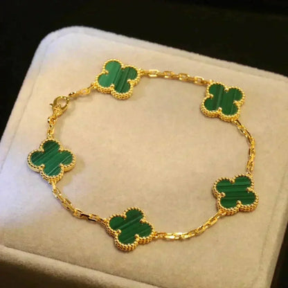 [Love Lucky]CLOVER 5 MOTIFS MALACHITE BRACELET