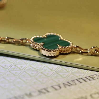 [Love Lucky]CLOVER 5 MOTIFS MALACHITE BRACELET