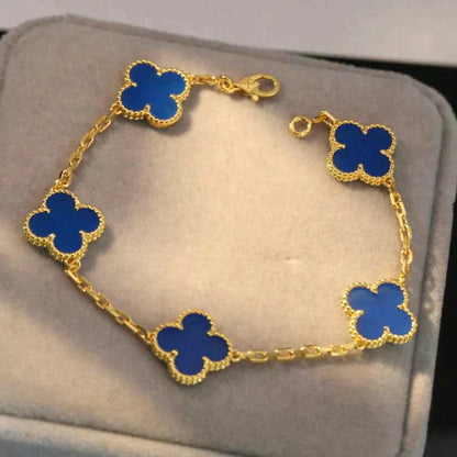 [Love Lucky]CLOVER 5 MOTIFS BLUE AGATE BRACELET