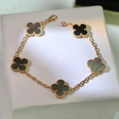 [Love Lucky]CLOVER 5 MOTIF GRAY MOP  BRACELET
