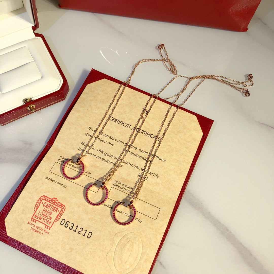 [Love Lucky]JUSTE NECKLACE GOLD RED DIAMONDS