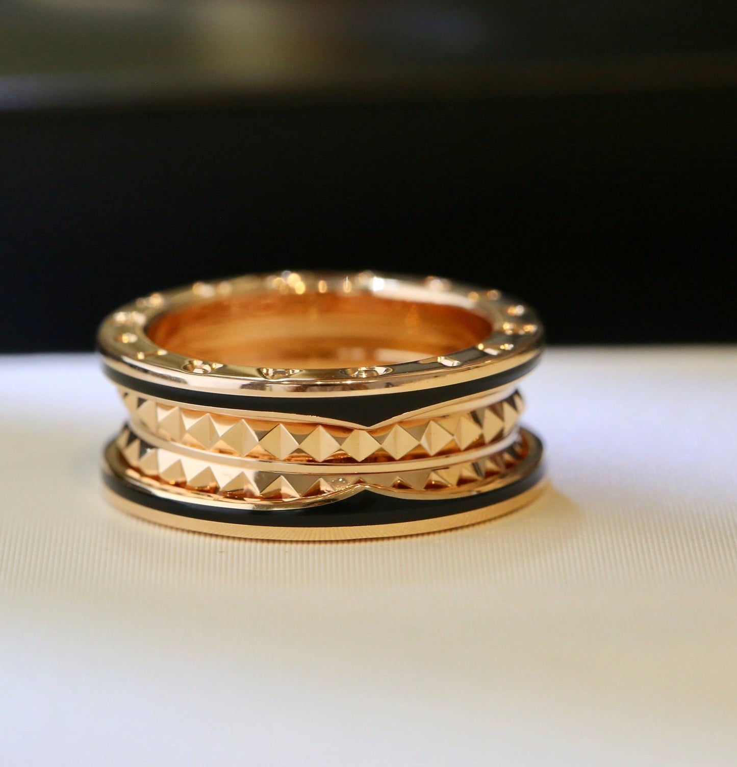 [Love Lucky]ZERO 1 PINK GOLD BLACK CERAMIC RING