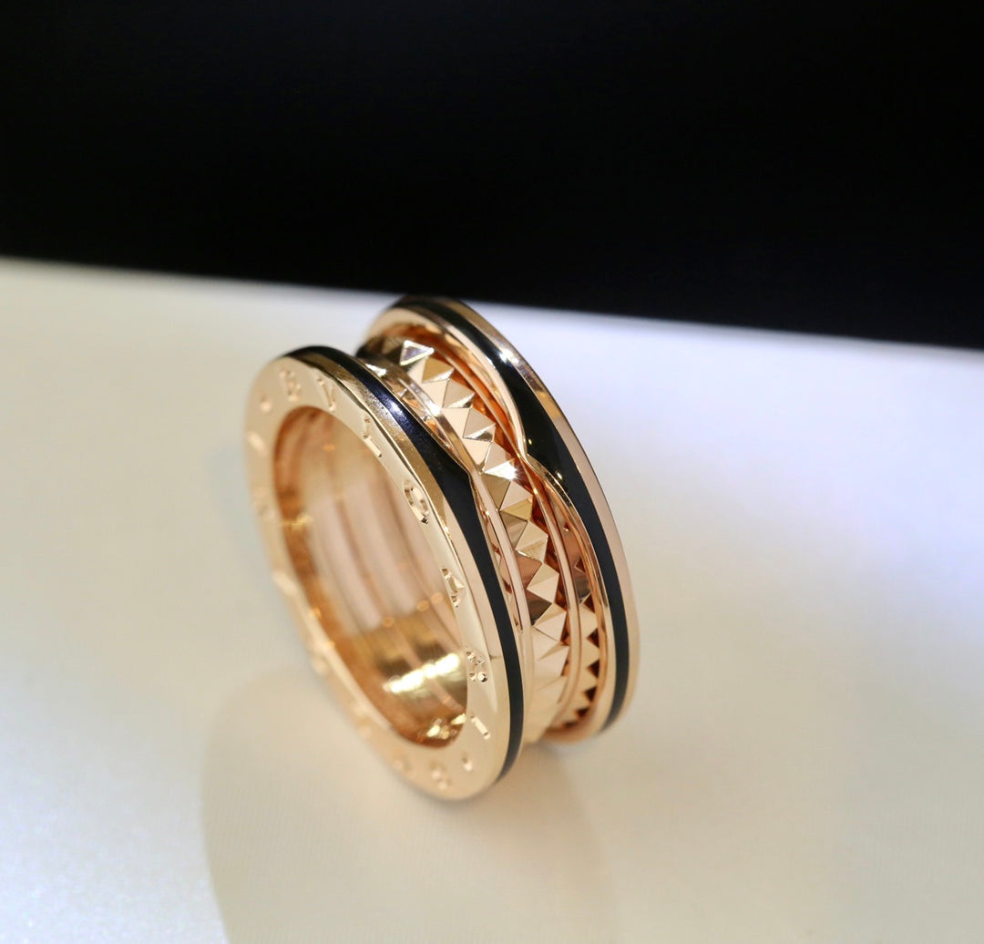 [Love Lucky]ZERO 1 PINK GOLD BLACK CERAMIC RING