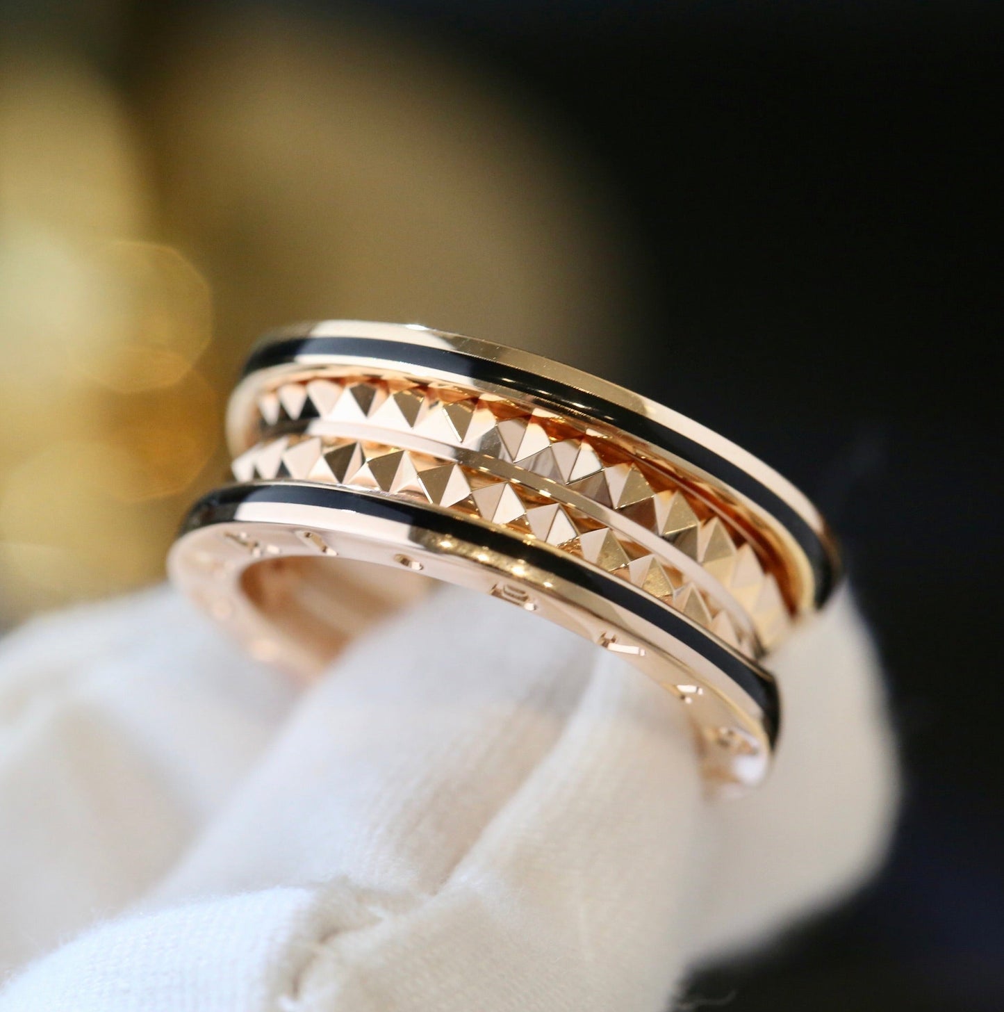 [Love Lucky]ZERO 1 PINK GOLD BLACK CERAMIC RING