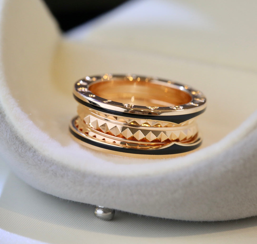[Love Lucky]ZERO 1 PINK GOLD BLACK CERAMIC RING