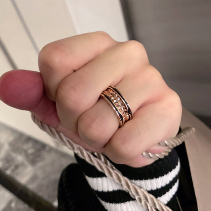 [Love Lucky]ZERO 1 PINK GOLD BLACK CERAMIC RING