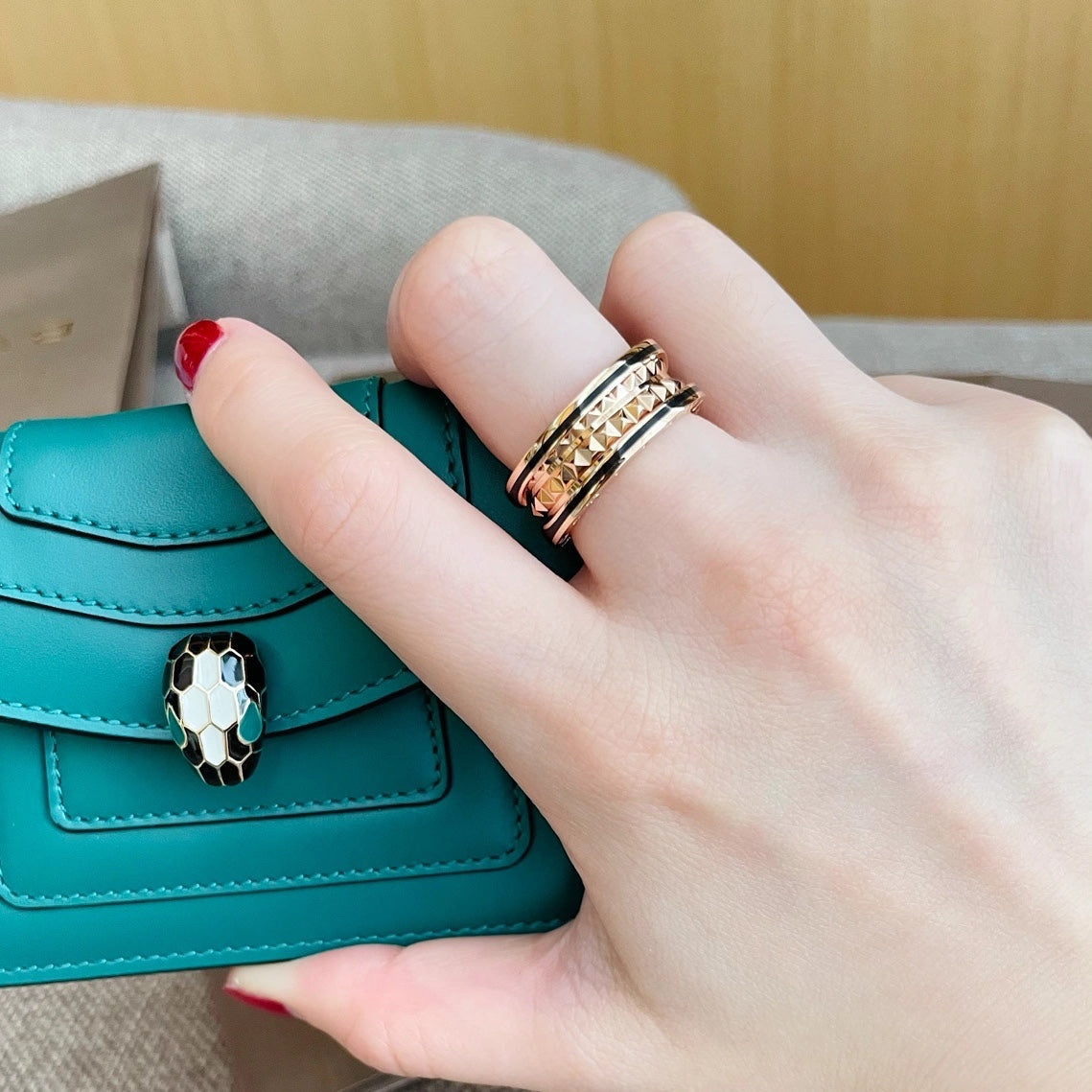 [Love Lucky]ZERO 1 PINK GOLD BLACK CERAMIC RING