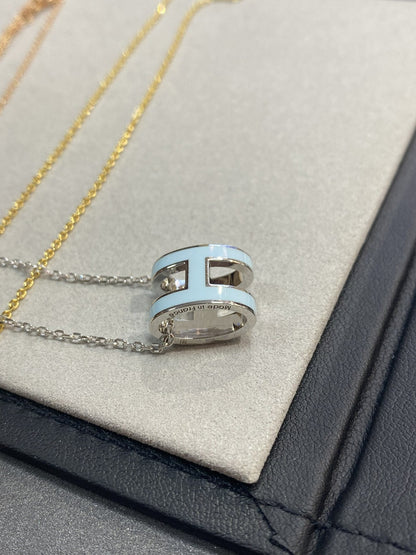 [Love Lucky]POP H LIGHT BLUE NECKLACE