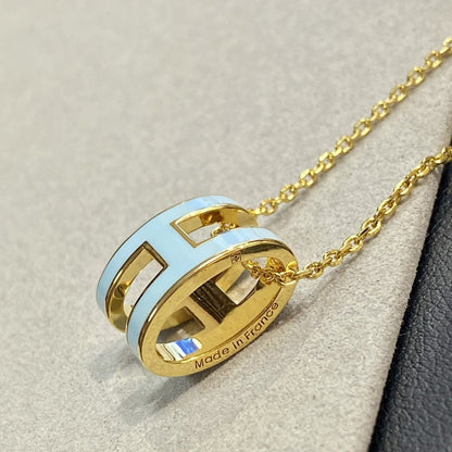 [Love Lucky]POP H LIGHT BLUE NECKLACE
