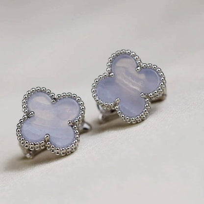 [Love Lucky]CLOVER MEDIUM 1 MOTIFS  WHITE MOP EARRINGS SILVER