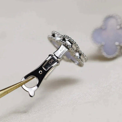 [Love Lucky]CLOVER MEDIUM 1 MOTIFS  WHITE MOP EARRINGS SILVER