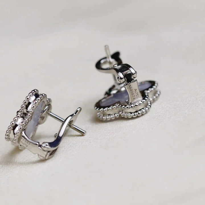 [Love Lucky]CLOVER MEDIUM 1 MOTIFS  WHITE MOP EARRINGS SILVER